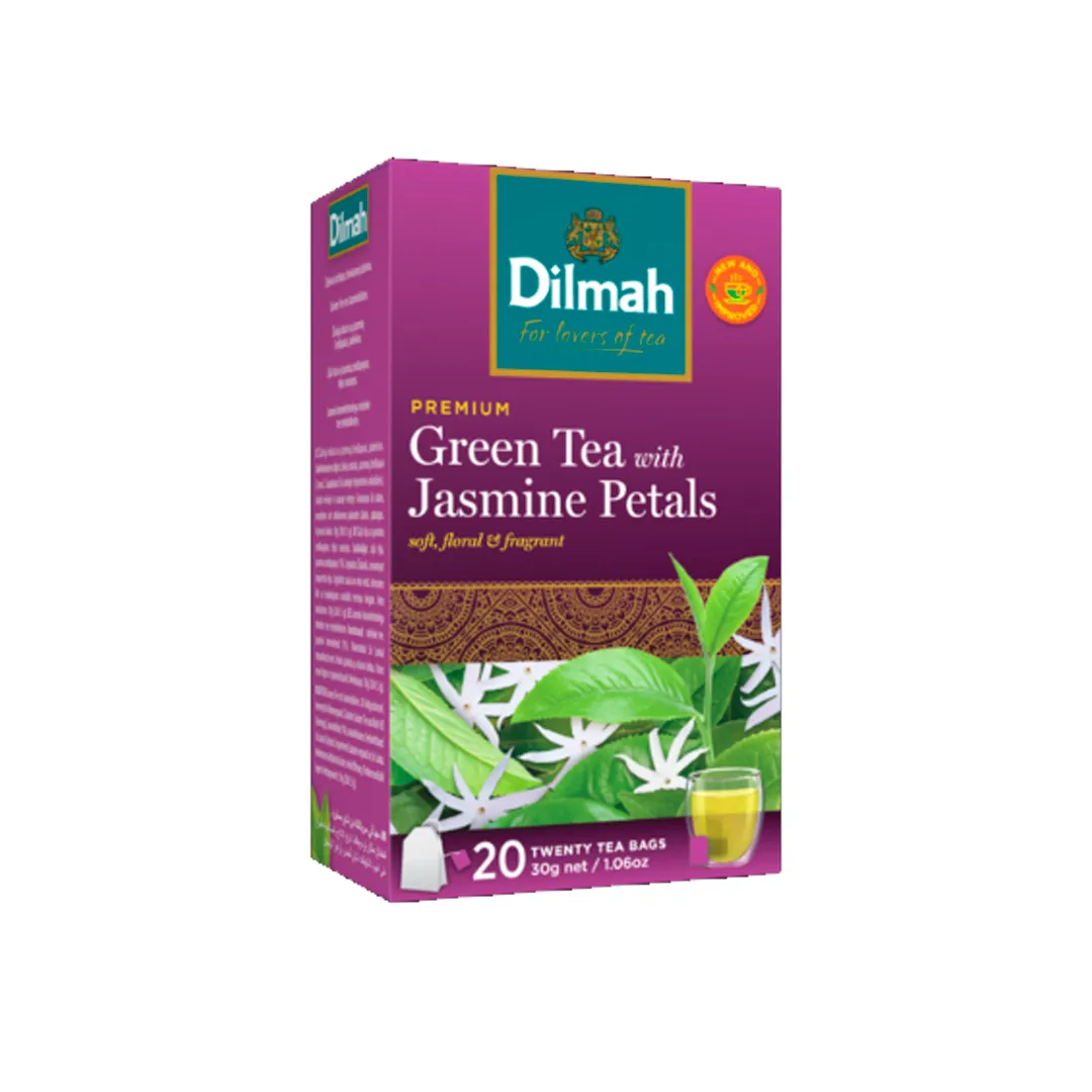 Премиальный листовой чай DILMAH GREEN TEA WITH JASMINE 20х2г photo 1